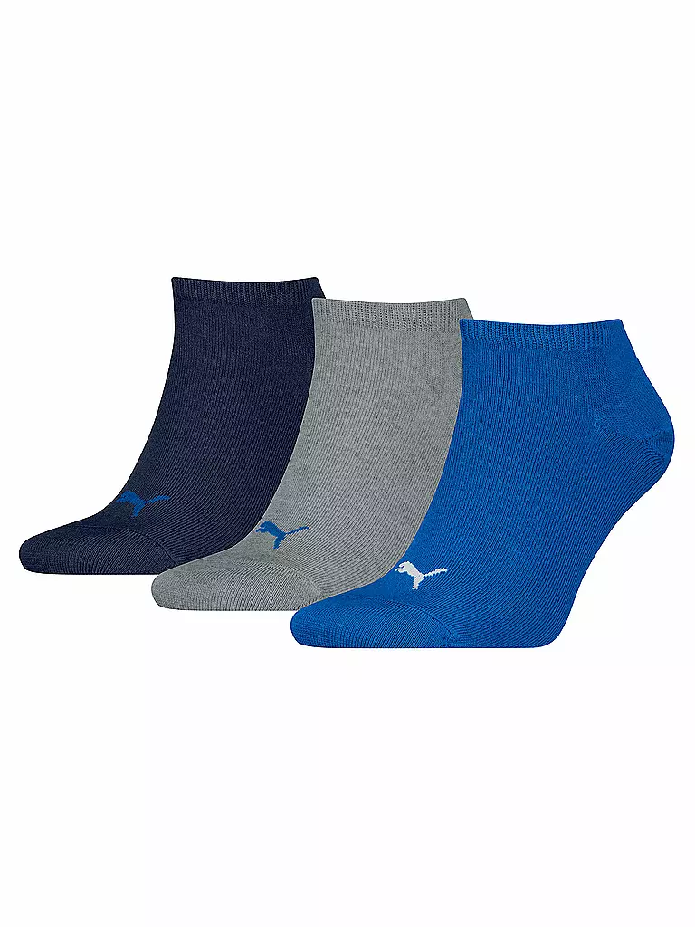 PUMA | Sneaker Socken 3er Pkg blue / gey melange | blau