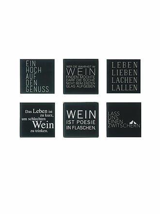 RAEDER | Untersetzer 6er Set WEIN TEXT 10x10cm Schwarz