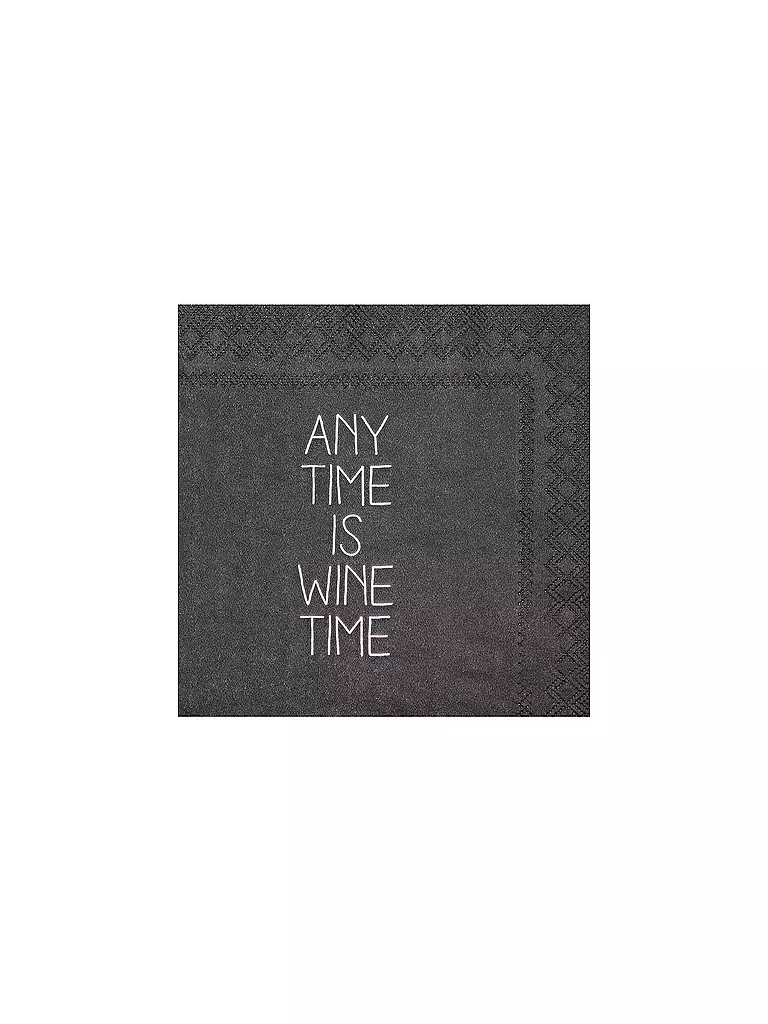 RAEDER | Cocktail Servietten 25x25cm ANY TIME IS WINE TIME | grau