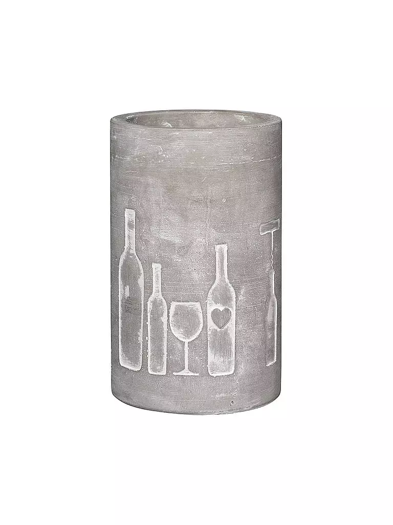 RAEDER | Flaschenkühler aus Beton 21cm "Flasche und Glas" | grau