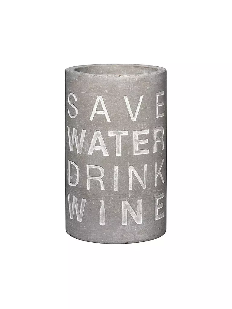 RAEDER | Flaschenkühler aus Beton 21cm "Save Water - Drink Wine" | grau