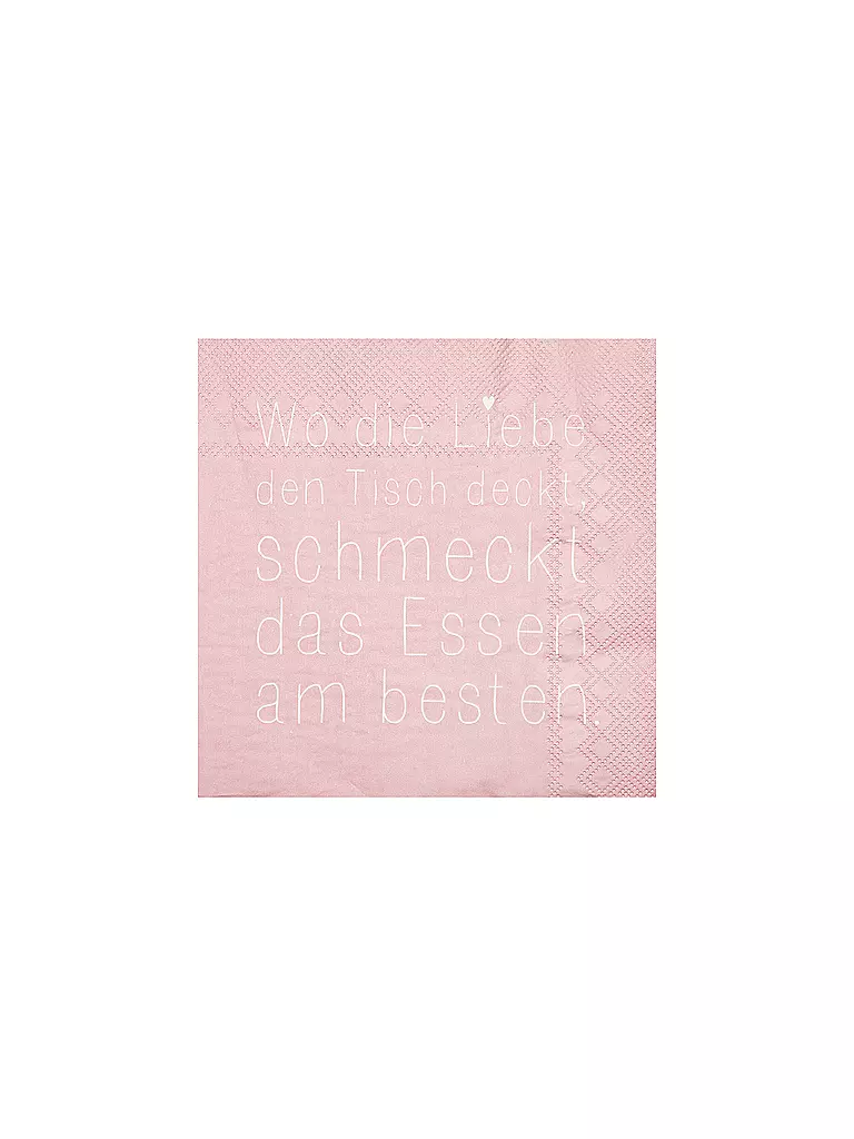 RAEDER | Lunch Servietten 33x33cm WO DIE LIEBE DEN TISCH DECKT | rosa