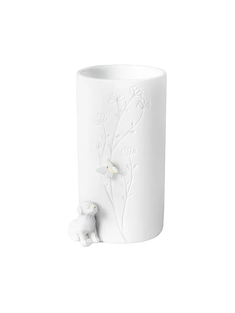 RAEDER | Vase 9x13cm HUND SITZEND Weiss | weiss