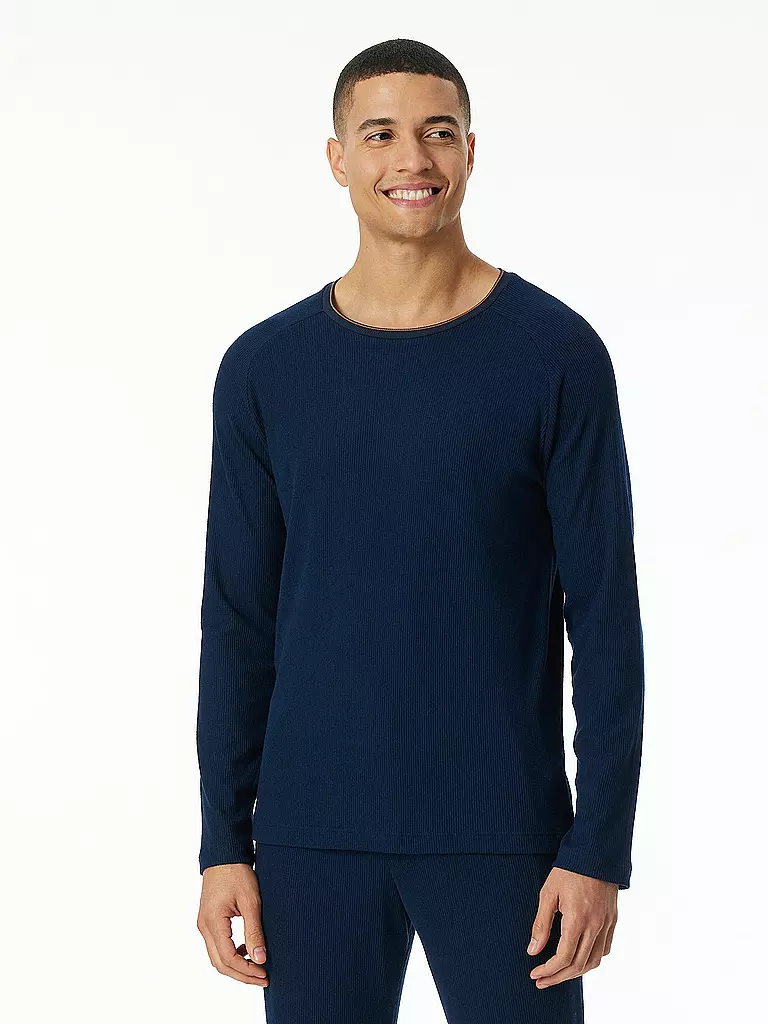 SCHIESSER | Pyjama Langarmshirt | blau