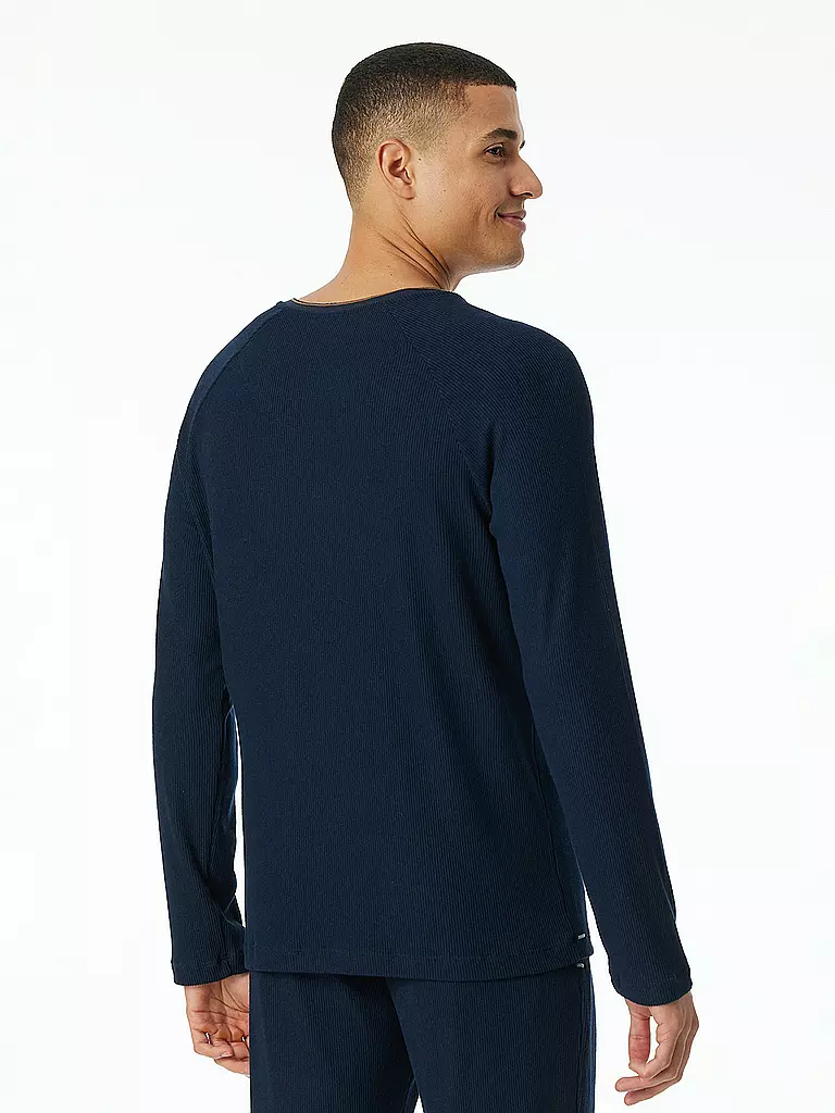 SCHIESSER | Pyjama Langarmshirt | blau