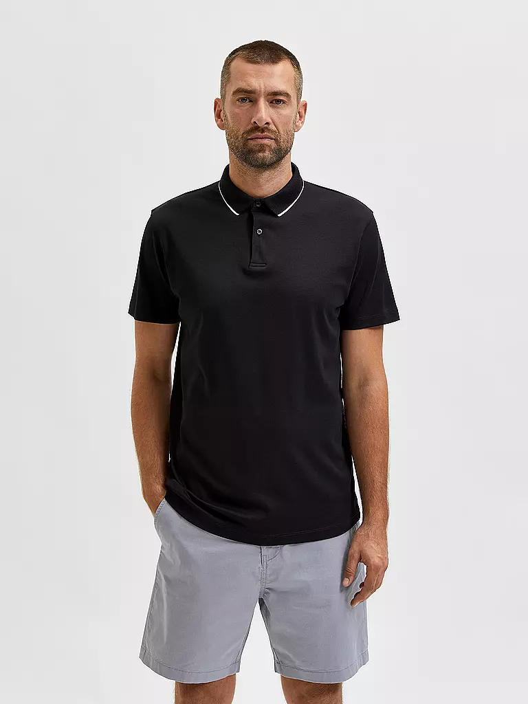 SELECTED | Poloshirt SLHLEROY COOLMAX | schwarz