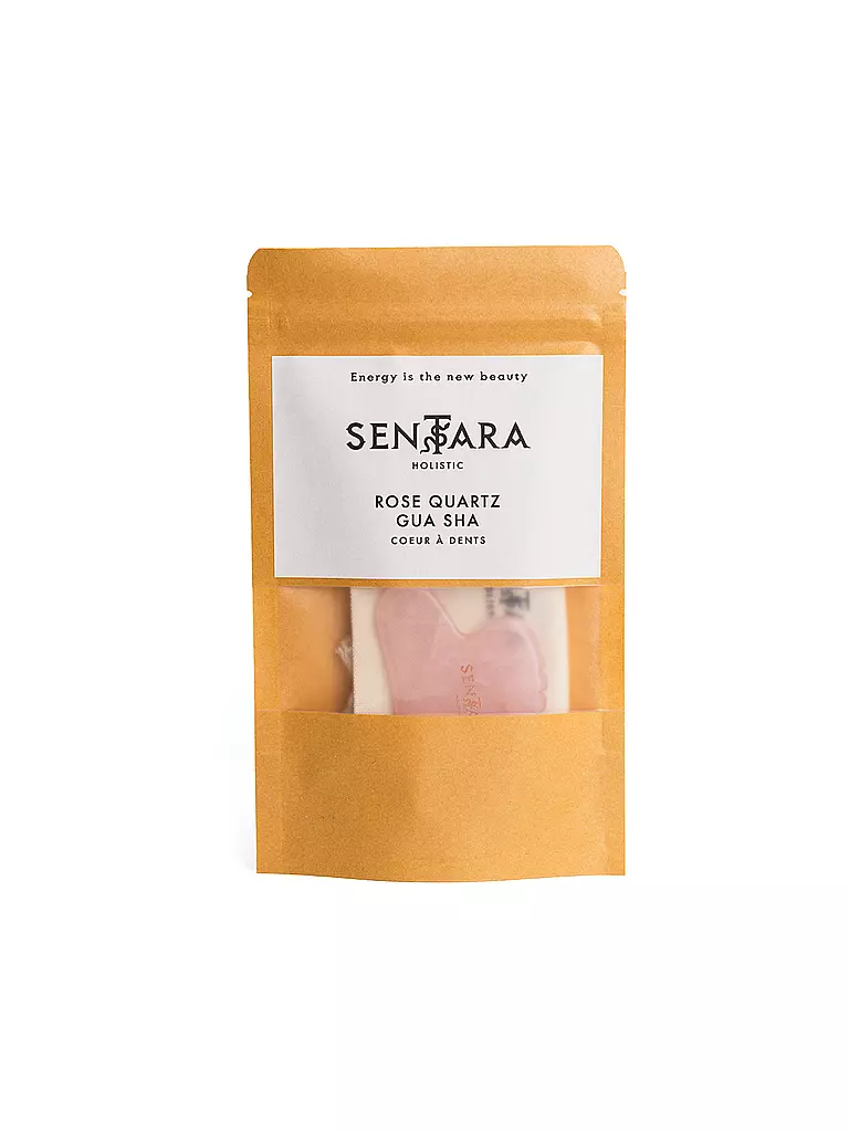 SENTARA | Massagestein - Gua Sha Herz mit Zähnen Rose Quartz  | rosa