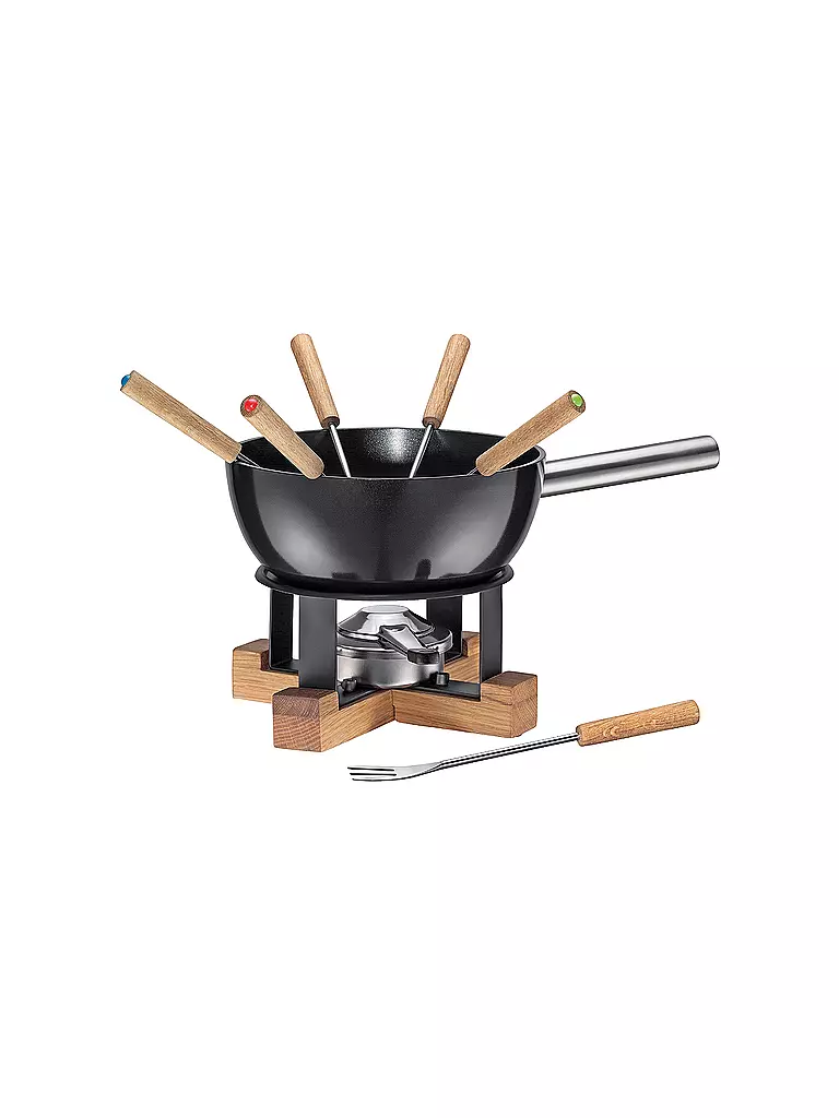 SPRING | Käsefondue-Set Lausanne 23cm/2l Schwarz/Eiche  | schwarz