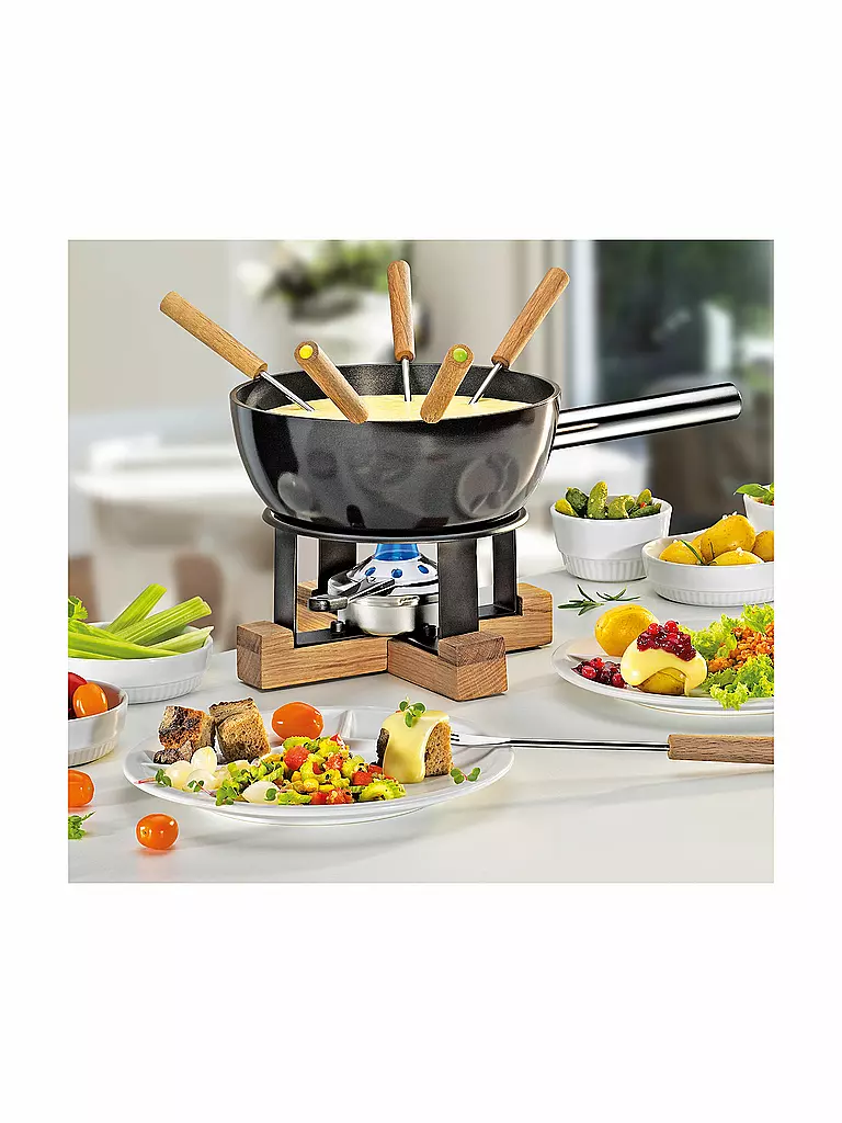 SPRING | Käsefondue-Set Lausanne 23cm/2l Schwarz/Eiche  | schwarz