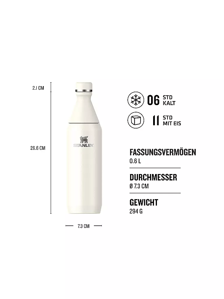 STANLEY | Isolierflasche - Thermosflasche ALL DAY SLIM BOTTLE 0,6l | creme