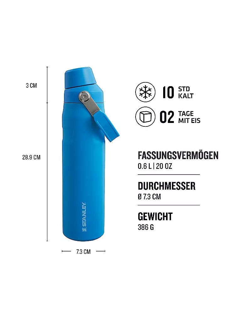 STANLEY | Isolierflasche - Thermosflasche ICEFLOW FAST FLOW BOTTLE 0,6l Azure | schwarz