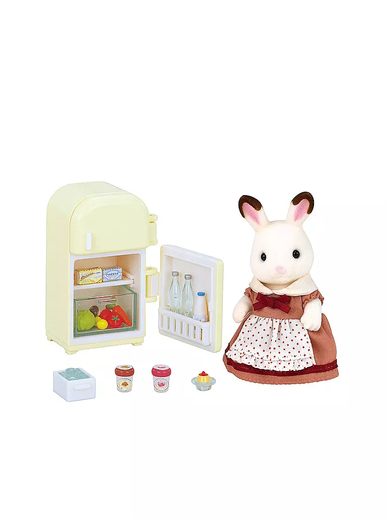 SYLVANIAN FAMILY | Schokoladenhasen Mutter mit Kühlschrank  | transparent