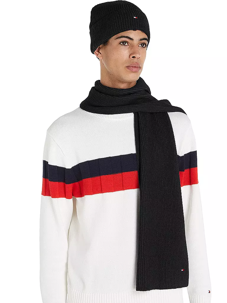 TOMMY HILFIGER | Geschenkset Mütze und Schal | schwarz