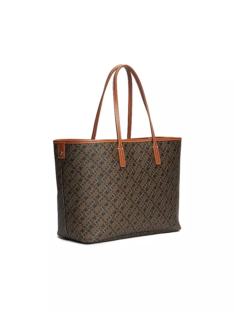 TOMMY HILFIGER | Ledertasche - Shopper TH MONOPLAY LEATHER TOTE | braun