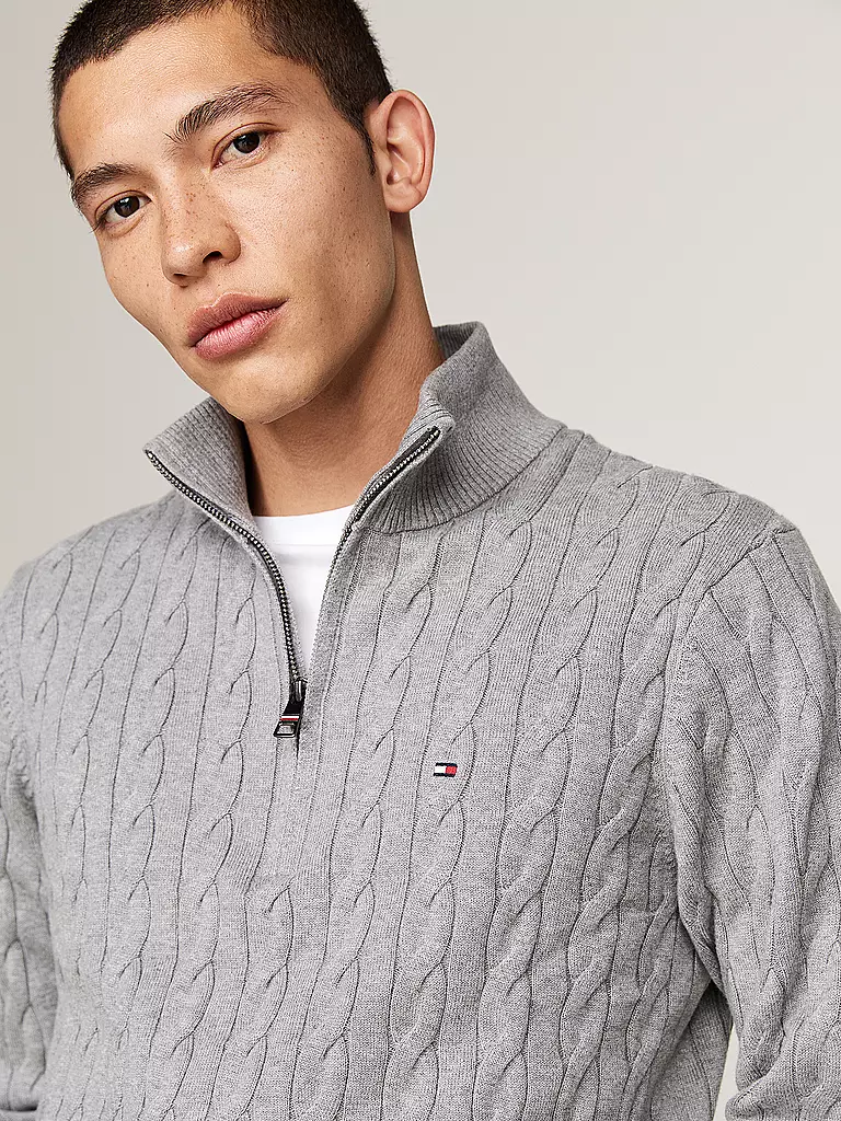 TOMMY HILFIGER | Troyer Pullover | grau