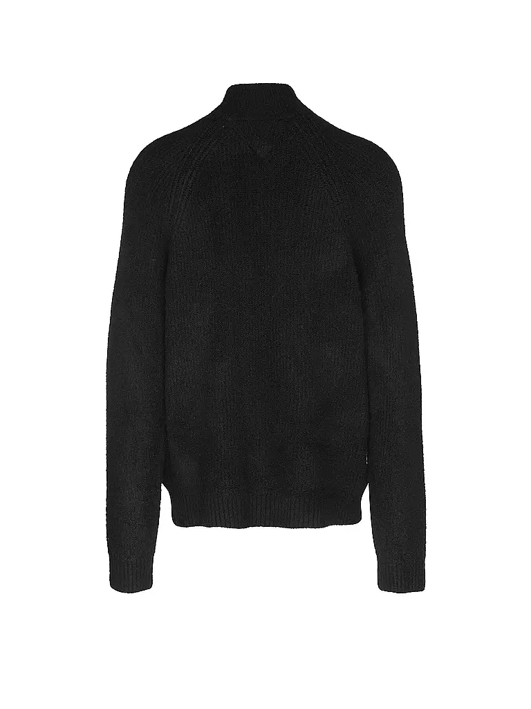 TOMMY JEANS | Troyer Pullover | schwarz