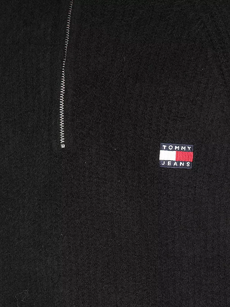 TOMMY JEANS | Troyer Pullover | schwarz