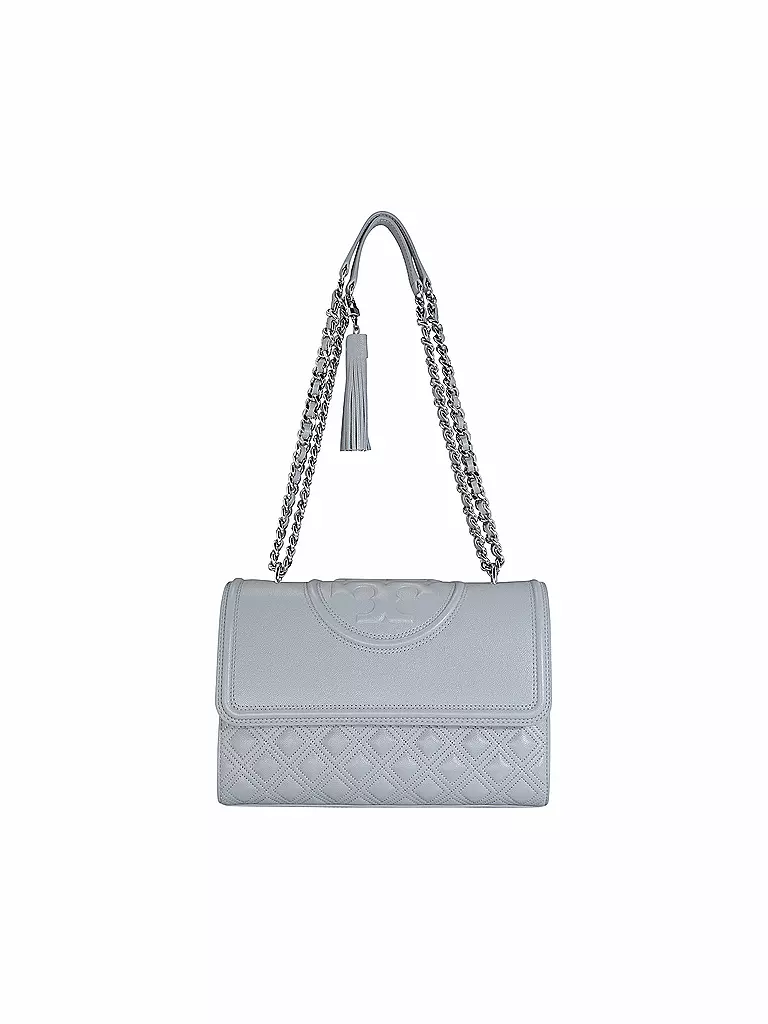 TORY BURCH | Ledertasche - Umhängetasche FLEMING SOFT GRAIN  | grau