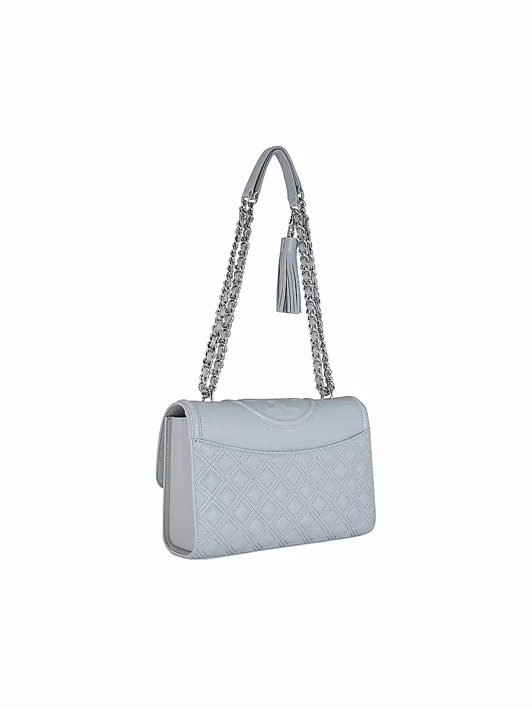 TORY BURCH | Ledertasche - Umhängetasche FLEMING SOFT GRAIN  | grau