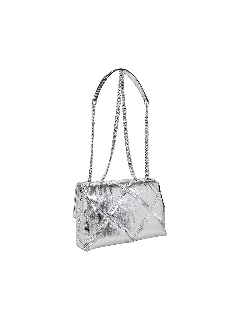 TORY BURCH | Ledertasche - Umhängetasche KIRA Small | silber