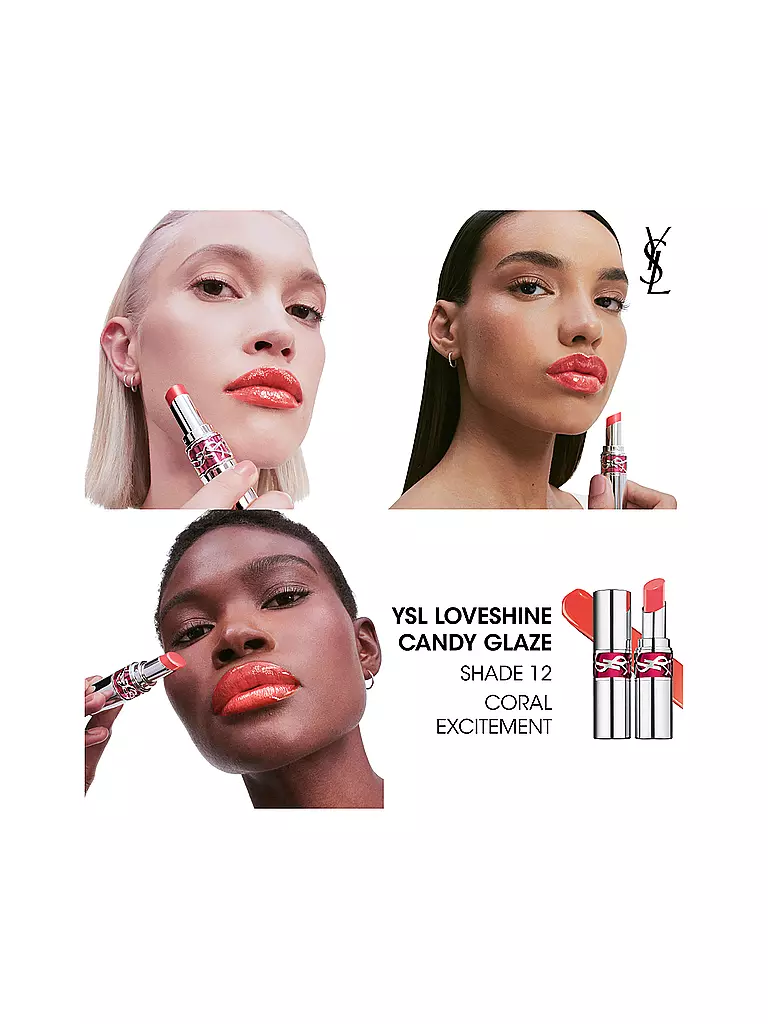 YVES SAINT LAURENT | Loveshine Candy Glaze Lipgloss-Stick (12 Coral Excitement) | koralle